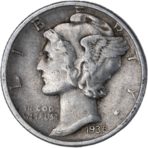 1936-D Mercury Dime VF Main Image