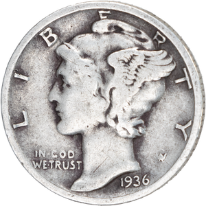 1936-S Mercury Dime VG Main Image