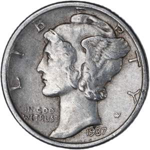 1937 Mercury Dime XF Main Image