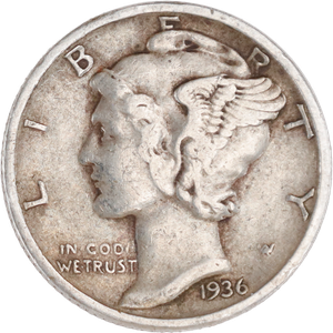 1937-S Mercury Dime XF Main Image