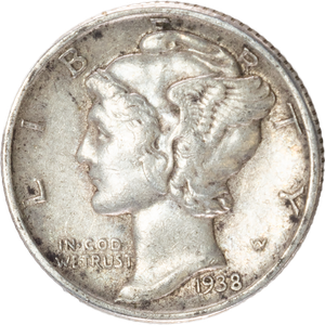 1938 Mercury Dime XF Main Image