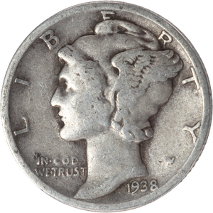 1938 Mercury Dime Main Image