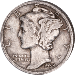 1938-S Mercury Dime VG Main Image
