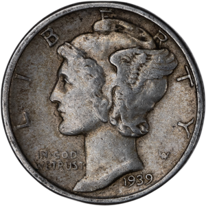 1939 Mercury Dime XF Main Image