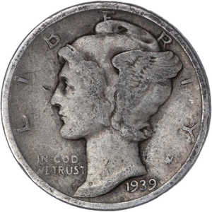 1939-D Mercury Dime VG Main Image