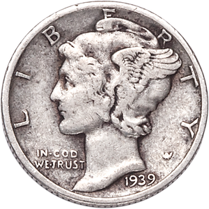 1939-D Mercury Dime VF Main Image