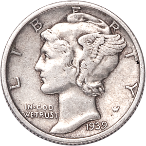 1939-S Mercury Dime VF Main Image