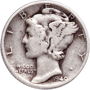 1940 Mercury Dime VG Main Image