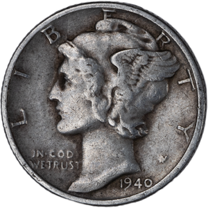 1940 Mercury Dime VF Main Image