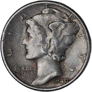 1940 Mercury Dime XF Main Image