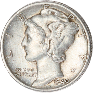 1940-D Mercury dime AU50 Main Image