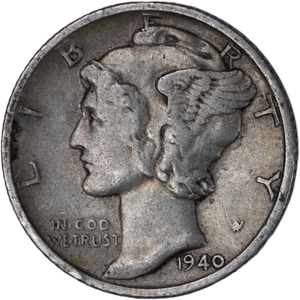 1940-S Mercury Dime VF Main Image