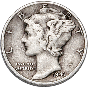 1941 Mercury Dime VF Main Image
