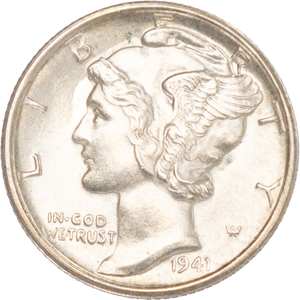 1941-S Mercury Silver Dime          BL58 Main Image