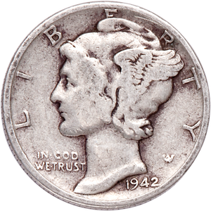 1942 Mercury Dime VG Main Image