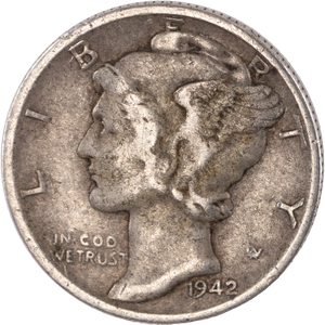 1942 Mercury Dime VF Main Image