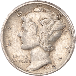 1942 Mercury Dime XF Main Image
