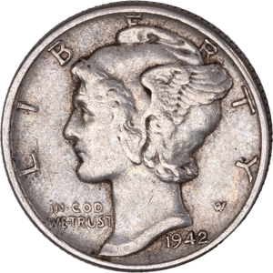 1942 Mercury Dime AU50 Main Image