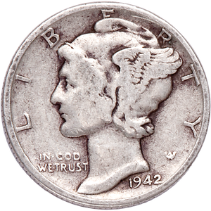 1942-D Mercury Dime VG Main Image