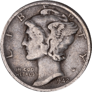 1942-S Mercury Dime VG Main Image