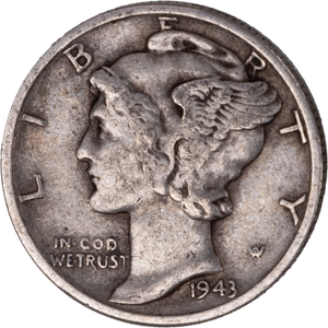 1943 Mercury Dime VF Main Image