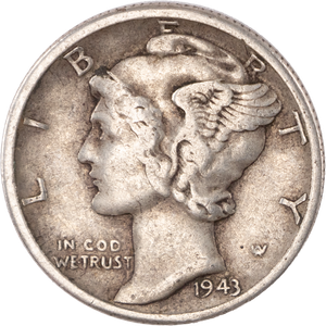 1943-D Mercury Dime VF Main Image