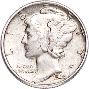 1944 Mercury Dime AU50 Main Image