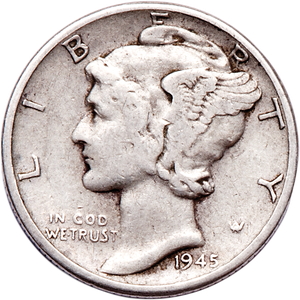 1945 Mercury Dime VG Main Image