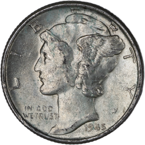1945 Mercury Dime AU50 Main Image