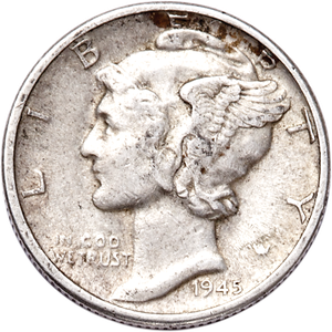 1945-D Mercury Dime XF Main Image