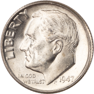 1947 Roosevelt Silver Dime MS60 Main Image