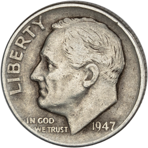 1947 Roosevelt Silver Dime CIRC Main Image