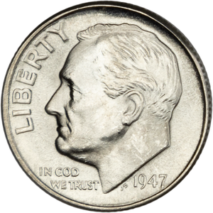1947-D Roosevelt Silver Dime MS60 Main Image