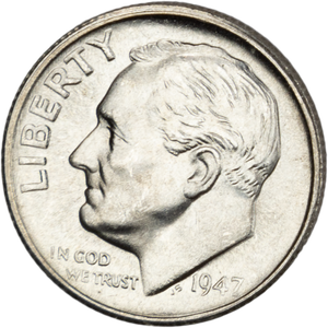 1947-S Roosevelt Silver Dime MS60 Main Image
