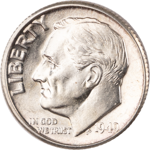 1949-D Roosevelt Silver Dime MS60 Main Image