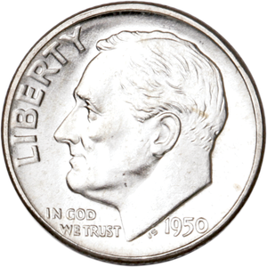 1950 Roosevelt Silver Dime MS60 Main Image
