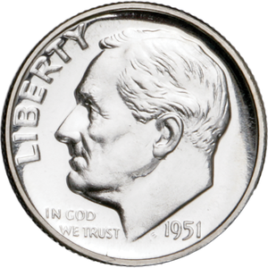 1951 Roosevelt Silver Dime PR63 Main Image