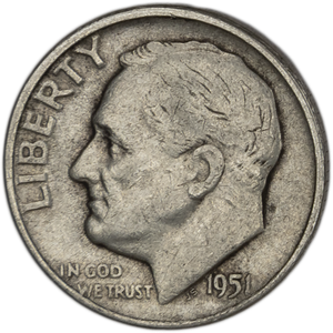 1951 Roosevelt Silver Dime CIRC Main Image