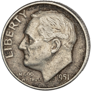 1951-D Roosevelt Silver Dime CIRC Main Image