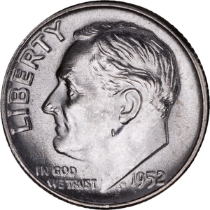 1952 Roosevelt Silver Dime MS60 Main Image