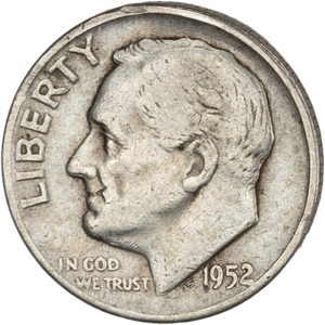 1952 Roosevelt Silver Dime CIRC Main Image