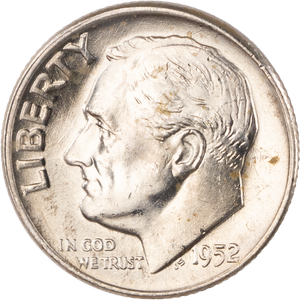 1952-D Roosevelt Silver Dime MS60 Main Image