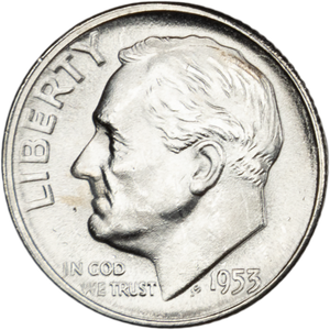 1953 Roosevelt Silver Dime MS60 Main Image