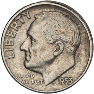 1953 Roosevelt Silver Dime CIRC Main Image