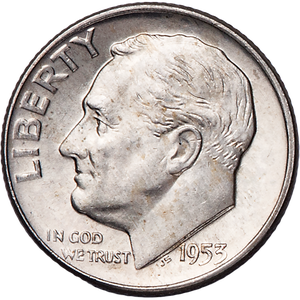 1953-D Roosevelt Silver Dime MS60 Main Image