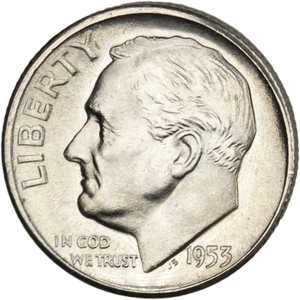 1953-S Roosevelt Silver Dime MS60 Main Image