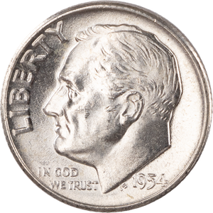 1954 Roosevelt Silver Dime MS60 Main Image