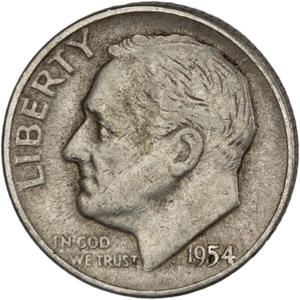 1954 Roosevelt Silver Dime CIRC Main Image