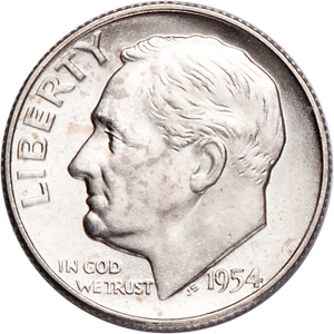 1954-S Roosevelt Silver Dime MS60 Main Image