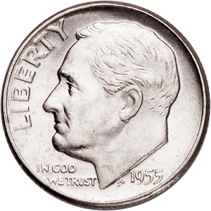 1955 Roosevelt Silver Dime MS60 Main Image